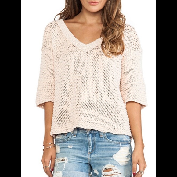 Free People Women's Light Pink Knit Sweater - Picture 1 of 4